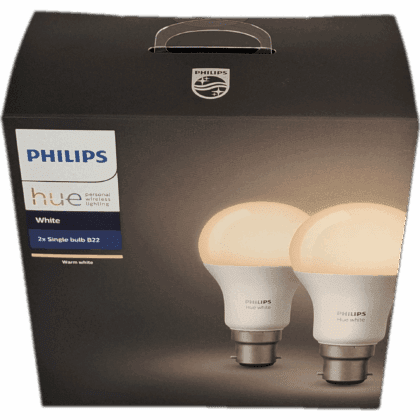 Philips Hue White 800 B22 Twin Pack Smart Bulb (twin pack) box