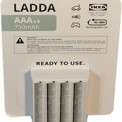 IKEA LADDA AAA Rechargeable Batteries 4 Pack front angle